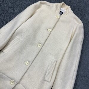 Vintage Rusk And Finch Cardigan‎ Women's S/M Creame Pure New Wool Button
